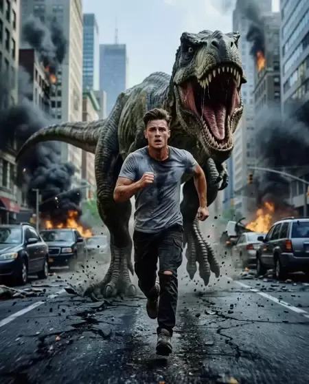 Urban Street T-Rex Chase