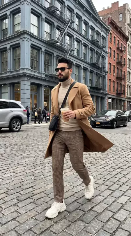 Stylish urban street fashion walk