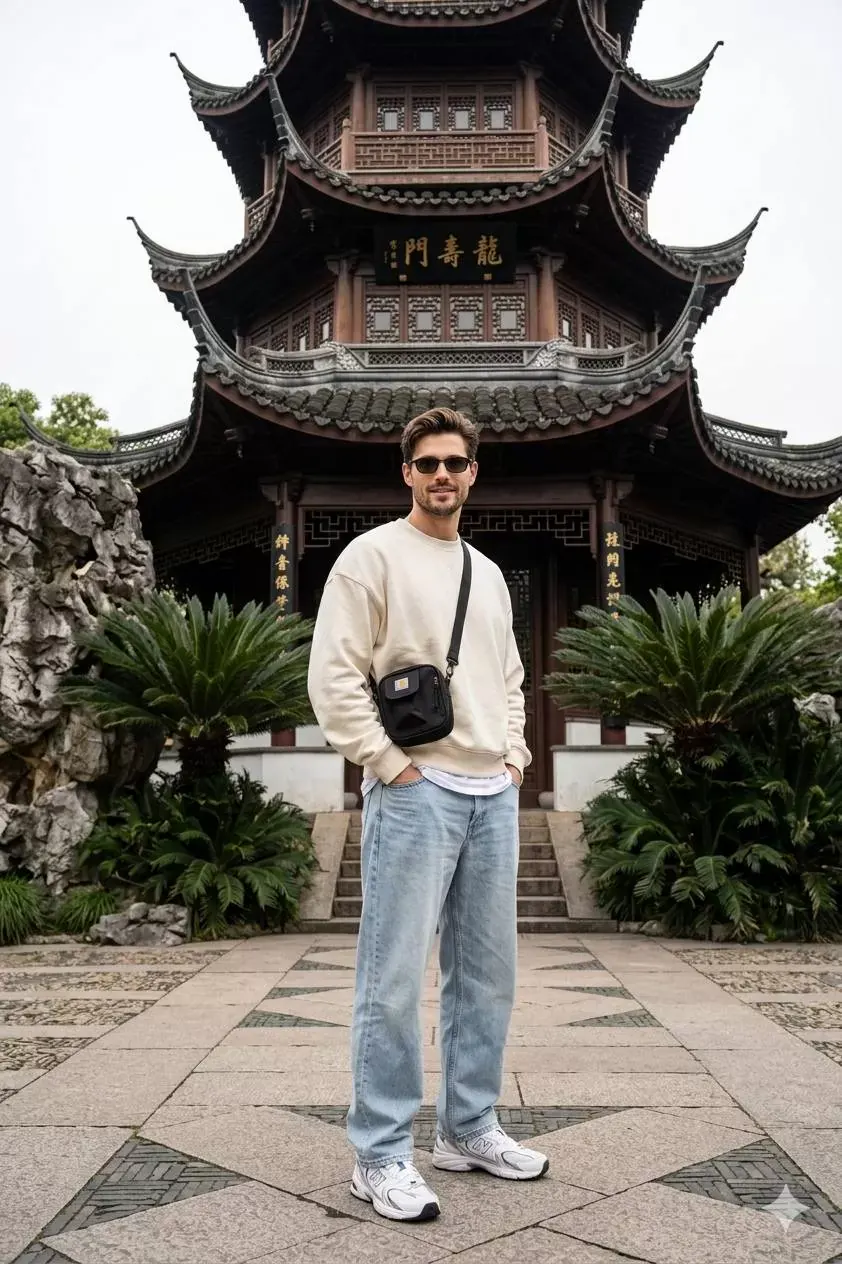 Traditional Chinese Pagoda Portrait