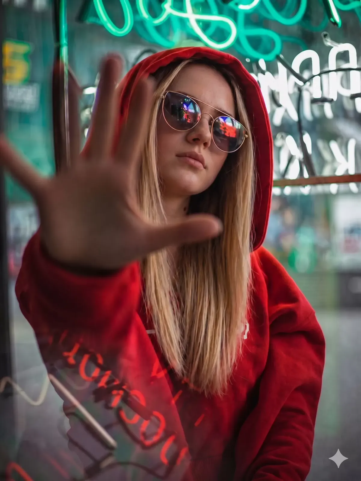 Red Neon Urban Portrait