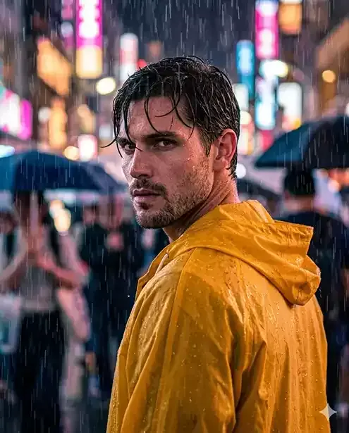 Rainy Neon Portrait