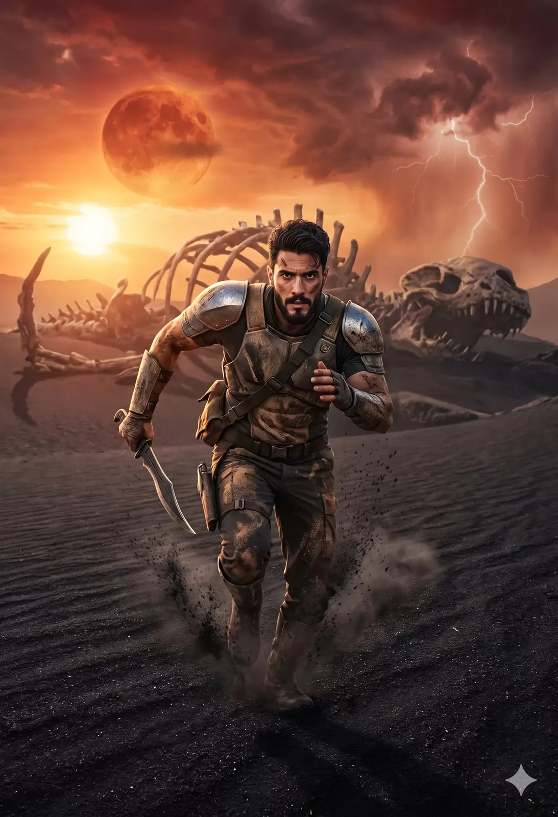 Muscular Man Sci-Fi Desert Survival Poster