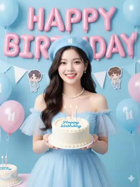Pastel Mavi Doğum Günü Celebration