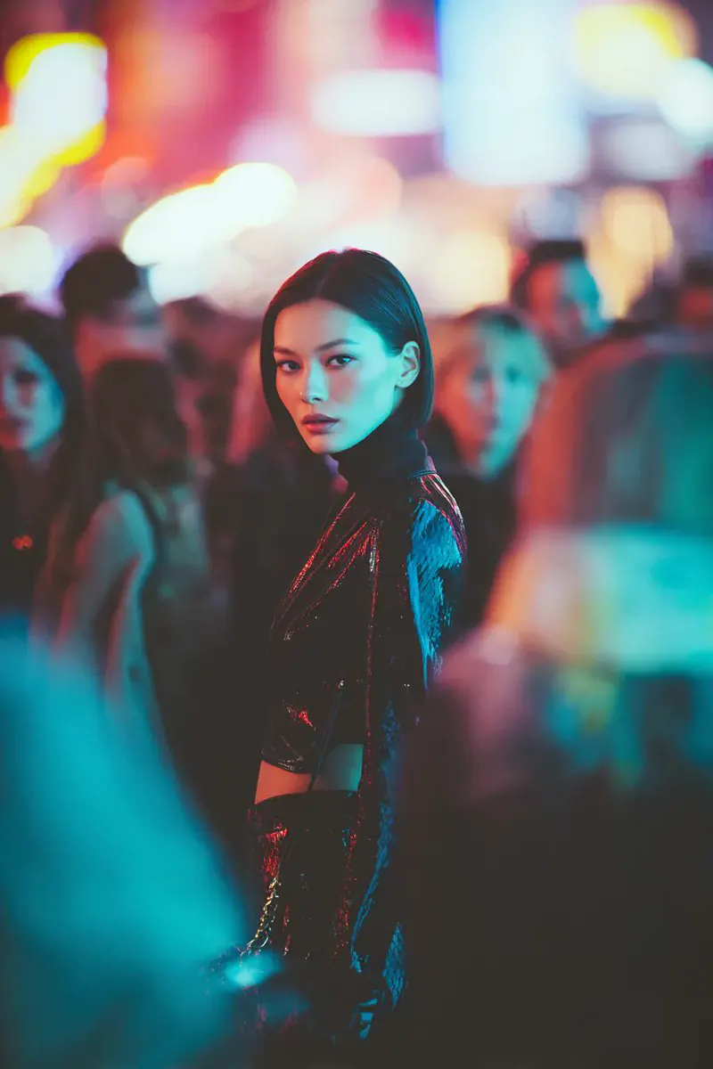 Neon Işıklı Şehirde Portre